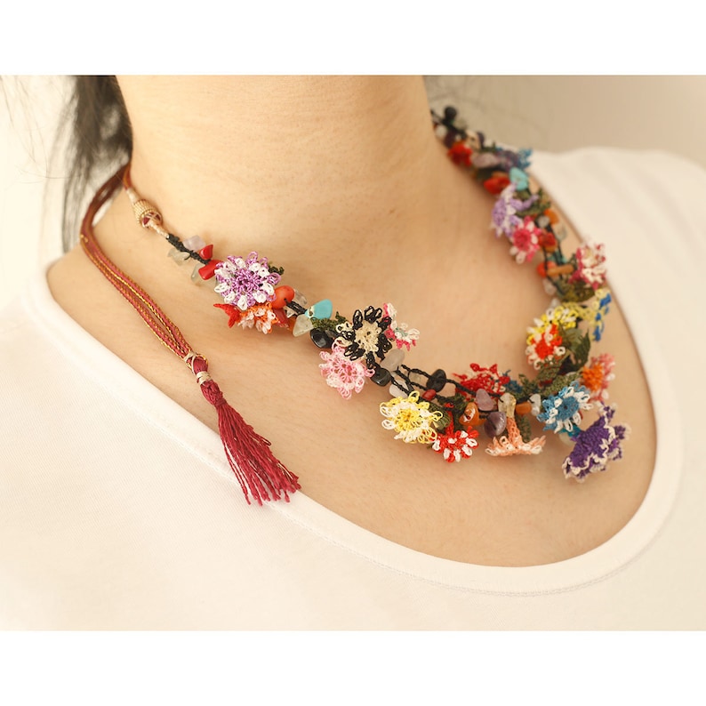 OYA. Turkish OYA Flower Necklace Unique Gift for Women Etsy