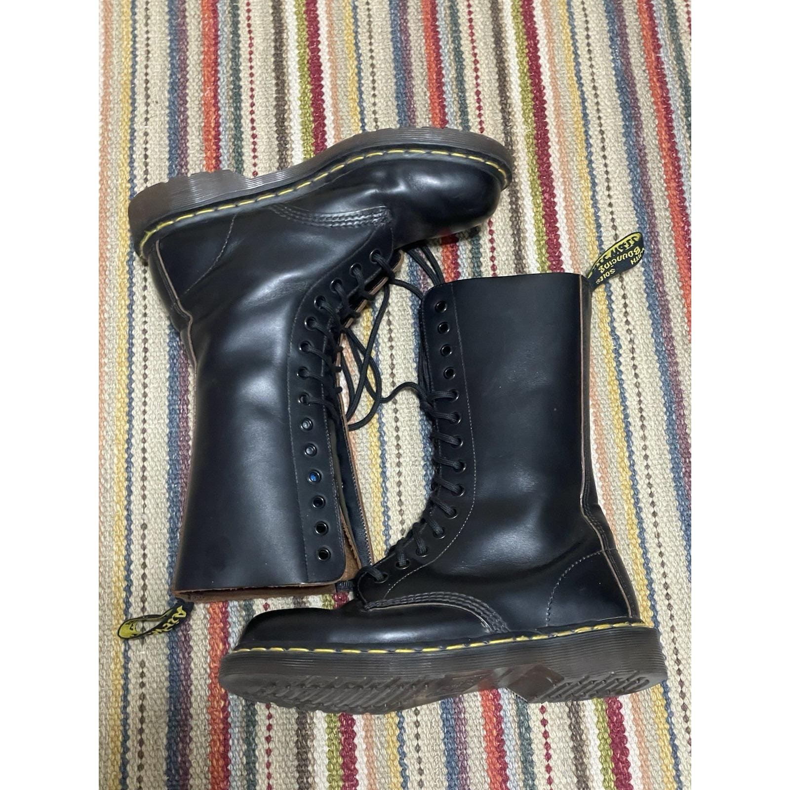 Vintage Doc Martens 1914 14 Eye Black Smooth Tall Boots