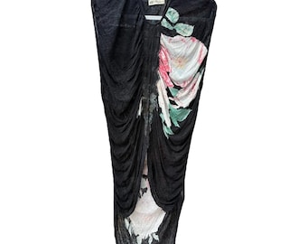 Abito tunica vintage Y2K con pizzo blu navy floreale, stile fata, fiabesco, gotico, boho