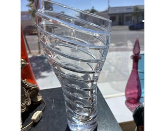 Jarrón de cristal Nambe Bopp Comet Karim Rashid Espiral óptica Remolino caprichoso