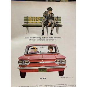 1964 Chevy Corvair Monza Original Color Print Ad Advertisement Club Coupe