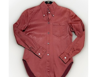 90s Vintage ALEXANDER MCQUEEN Shirt Long Sleeve Button Up Red Oxblood Dagger Y2K