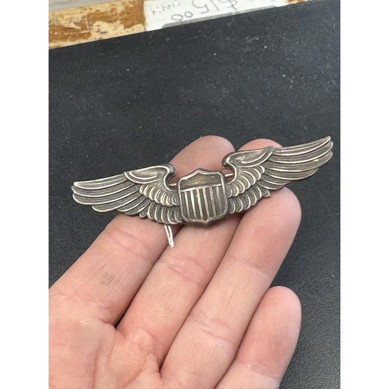 Original WW2 USAAF US Army Air Force Sterling Silver 3' Pilots Wings ...