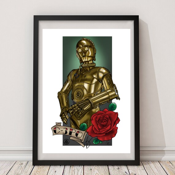 C 3po Star Wars Tattoo Print Etsy C 3po Star Wars Tattoo Print Etsy