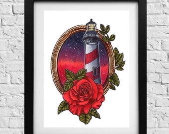 Lighthouse Tattoo Print