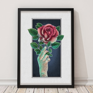 Hand and Rose Tattoo Print