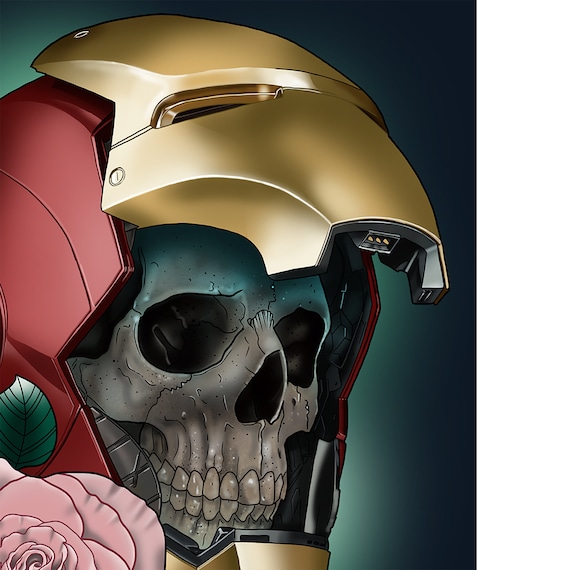 iron man electronic helmet skull Ironman Helmet Skull Tattoo Print