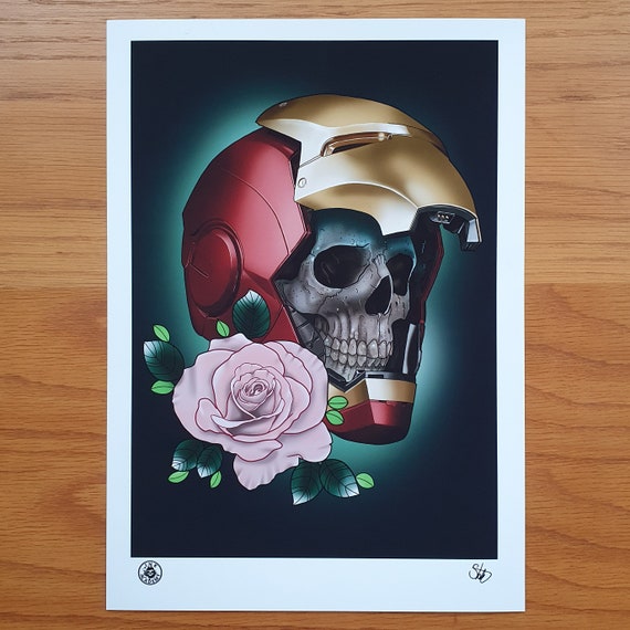 Ironman Helmet Skull Tattoo Print - Etsy