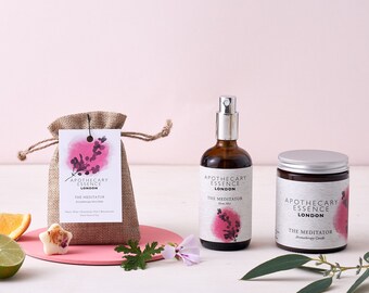 Rose, Sweet Orange and Eucalyptus Meditation & Wellness Gift Set, Candle, Mist and Wax Melts, Eco-Friendly and Vegan