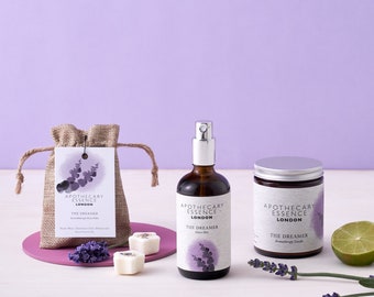 Lavender and Bergamot Sleep Well Gift Set, Aromatherapy Candle, and Pillow Mist, Eco-Friendly and Vegan