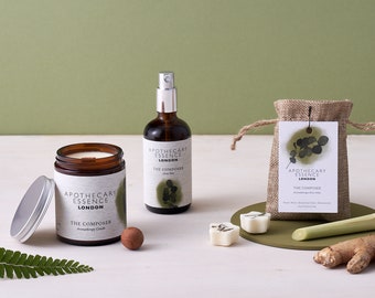 Refreshing Lemongrass and Ginger Wellness Gift Set, Aromatherapy Candle, Home Mist and Wax Melts, Eco-Friendly and Vegan