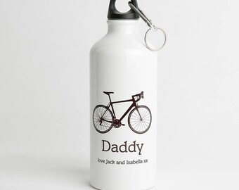 Personalized Water Bottle - Sports Bottle -  Bike Gifts - Gifts for Cyclists - Bicycle Gifts - Dad Gift - Father's Day Gifts WB003