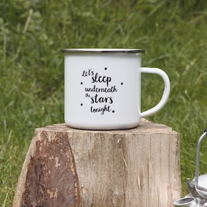 Camping Mug, Enamel Mug, Underneath the Stars, Coffee Mug, Camping Gift, Housewarming Gift, Wanderlust, Adventure, Handmade Gifts EM002 image 1