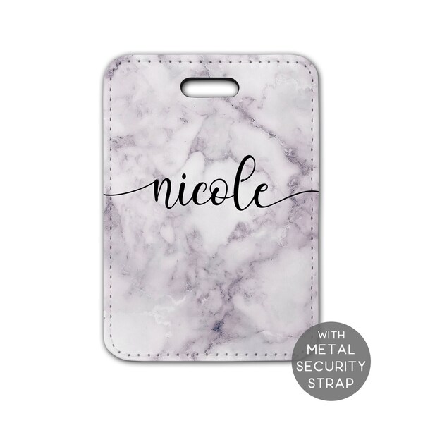 Personalised Luggage Tag - Marble Effect with Custom Name  - Suitcase Bag Tag - Travel Gift for Her - LT032