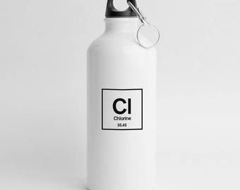 Swimming Gifts, Swimmer Gift, Science Gift, Chemistry Gift for Scientist, Water Bottle, Periodic Table, Chemical Element Chlorine - WB014