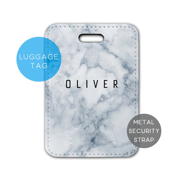 Custom Name Luggage Tag - Marble Effect - Suitcase Bag Tag - Travel Gift for Men - Boyfriend - LT021