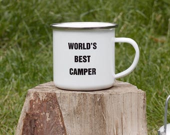 Enamel Mug, Camping Mug, Worlds Best Camper, Gifts for Campers, Camping Gift, Camping Gear, Adventure, Outdoor Gifts, EM001