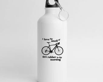 Cycling Gifts, Bike Bottle, Bicycle Gifts, Water Bottle, Sports Bottle, Gift for Cyclists, Funny Bike Gifts, Smell of Tyre Rubber WB015