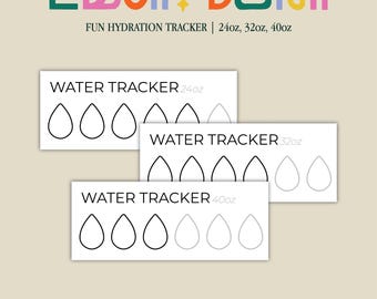 Printable Water Tracker | 24oz, 32oz, 40oz Bottle Refills (Digital Download)