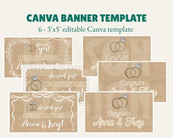 Neutral Engagement Banner Canva Template - 6 Pack Bundle | Editable Template (Digital Download)