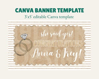 Neutral Engagement Banner Canva Template Stripes Design | Editable Template (Digital Download)