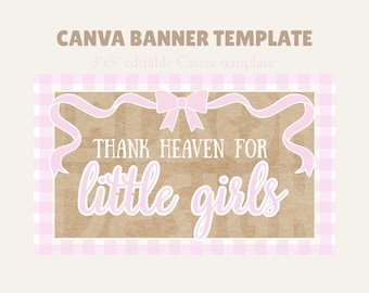 Baby Shower Banner Canva Template Gingham Design | 3x5' | Editable Template (Digital Download)