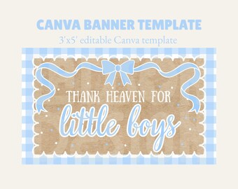 Baby Shower Banner Canva Template Gingham Design | 3x5' | Editable Template (Digital Download)
