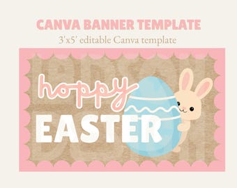 Hoppy Easter Banner Canva Template | Easter Decor (Digital Download)