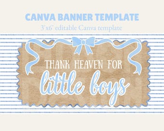 Baby Shower Banner Canva Template Stripes Design | 3x6' | Editable Template (Digital Download)