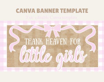Baby Shower Banner Canva Template Gingham Design | 3x6' | Editable Template (Digital Download)