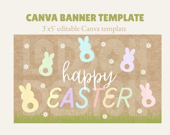 Happy Easter Banner Canva Template | Easter Decor (Digital Download)
