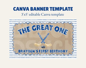 Hockey Birthday Banner Canva Template | Editable Digital Download (Print or Paint)