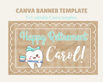 Dental Retirement Banner Canva Template | 3x5' | Editable Template (Digital Download)