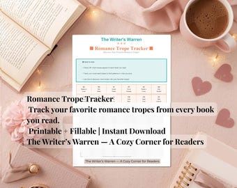 Romance Trope Tracker Printable & Fillable | Romance Writing Planner | Book Lover Journal Page | Story Idea Tracker | The Writer’s Warren