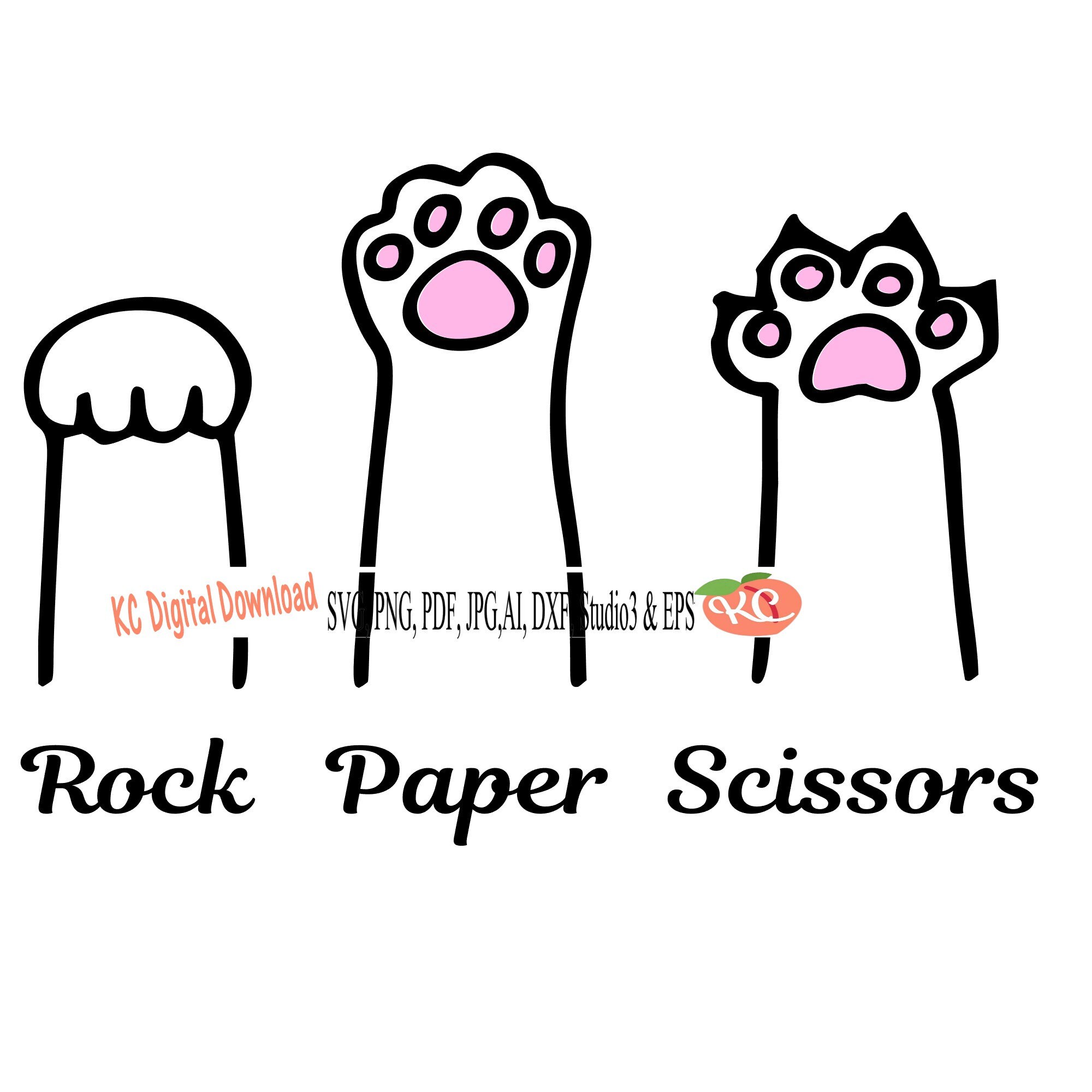 Rock Paper Scissors Cat Paw Svg Png Pdf Jpg AI Dxf Eps Studio3