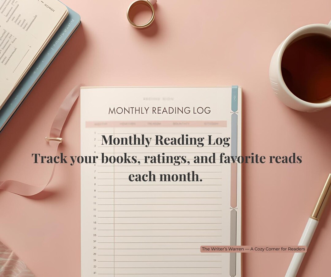 Monthly Reading Log Printable & Fillable | Book Tracker | Reading ...
