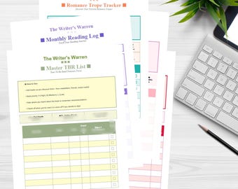 Romance Reader’s Starter Pack | TBR List, Monthly Log, Trope Tracker, Heat Tracker | Printable Reading Bundle