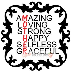 Incroyable amour fort heureux désintéressé gracieux mère numérique svg png pdf jpg AI dxf eps studio3 imprimable coupe fichier fête des mères