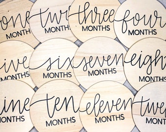 Monthly Milestone Wooden Rounds | Monthly Photo Prop | Baby Milestone Disks