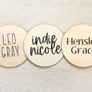 Baby Name Announcement Wooden Rounds image 3