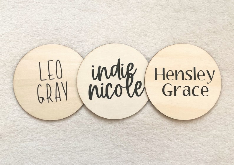 Baby Name Announcement Wooden Rounds image 3