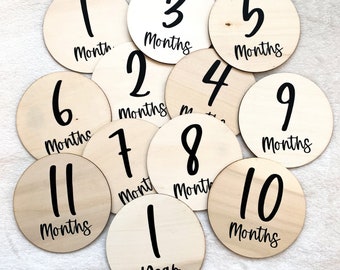 Wooden Monthly Baby Picture Signs | Monthly Update | Wooden Rounds