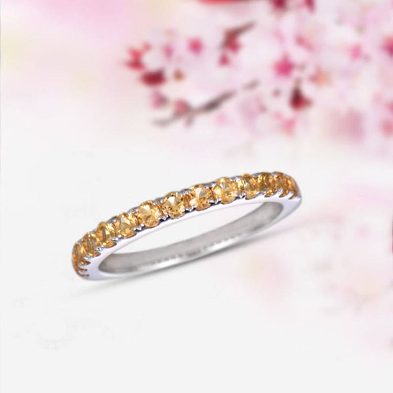 Citrine Eternity Rings Silver stacking ring Gemstone Entity Ring Women Gift Ring