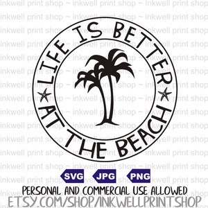 Life is Better at the Beach Clip Art - Digital file, SVG, PNG, JPG, Cut Files, diy sign, farmhouse decor svg, Summer, Beach