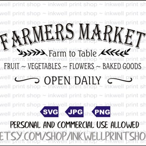 Farmers Market - svg file, Digital file, SVG, PNG, JPG, Instant Download, Farmhouse svg, Cut File, sign svg, Personal and Commercial Use