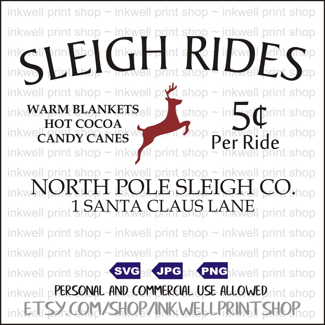 Sleigh Rides Svg File, Digital File, SVG, PNG, JPG, Instant Download