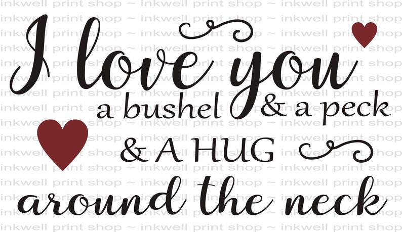I Love You a Bushel and a Peck Digital File SVG PNG JPG - Etsy