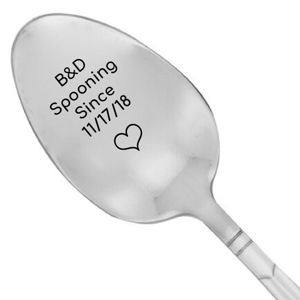 Spooning Since Your Initials And Date Engraved Spoon Best Selling Item 10th Anniversary Custom Engraved Boyfriend Gift Engraved Spoon