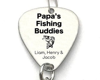 Personalized Grandpa Fishing Lure: Papa's Fishing Buddies, Stainless Steel Gift