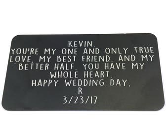 Personalized Engraved Wallet Insert - Unique Anniversary or Wedding Gift